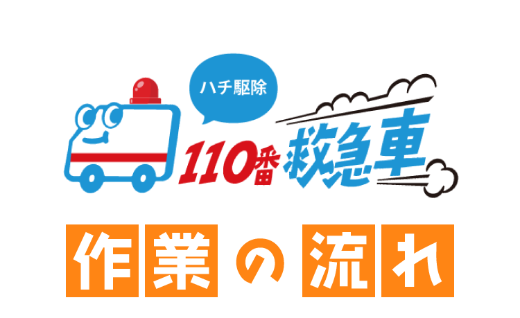 ハチ駆除110番救急車 作業の流れ