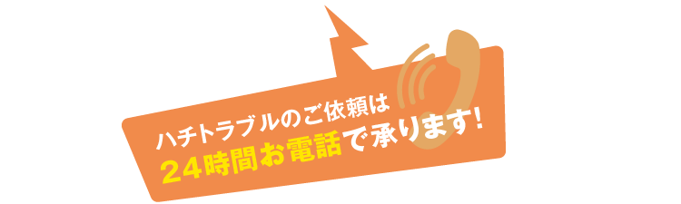 ハチトラブルのご依頼は24時間お電話で承ります！